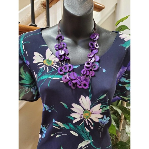 R&K Original Women's Blue Floral Round Neck Short Sleeve Long Maxi Dress Size S - Picture 2 of 11